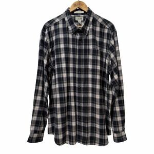 LL Bean Mens Plaid Flannel Button Up Shirt Size XL Green Country Lumberjack Barn